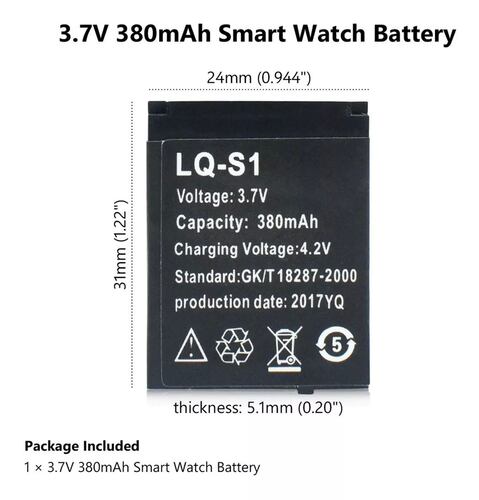 Batería Para Smartwatch Pila Paquete de 5 para Dz09 Q18 A1 Gt08 V8.