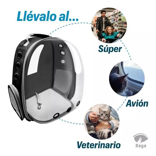 Mochila Back Pack Transportadora Gato Perro Mascota Pequeña negro