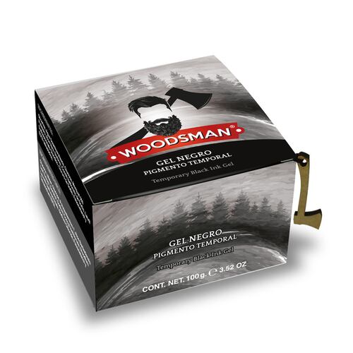 Woodsman Gel pigmento negro temporal para zona de barba 100 g.