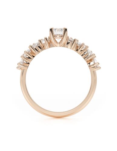 ANILLO DE COMPROMISO 10K ORO ROSA GEMAS CORAZONES ABBA JOYAS .