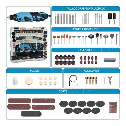 Mini Taladro Mototool Electrico Con 280 Accesorio Kit 185w
