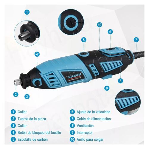 Mini Taladro Mototool Electrico Con 280 Accesorio Kit 185w