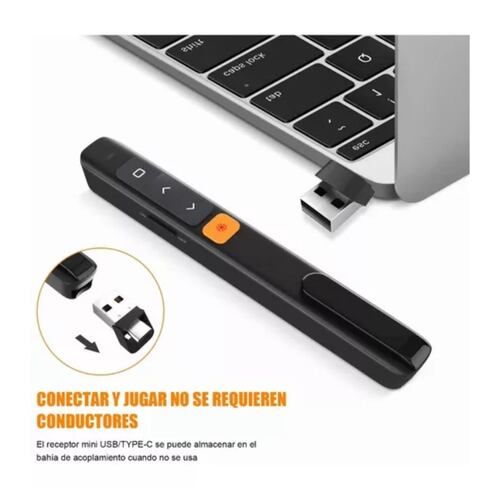 Control Usb Inalámbrico Puntero Láser Remoto De Presentación Negro