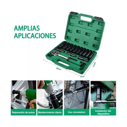 Kit De Llaves Vaso 1/2 Mecanica C/llave Carraca 14pz 