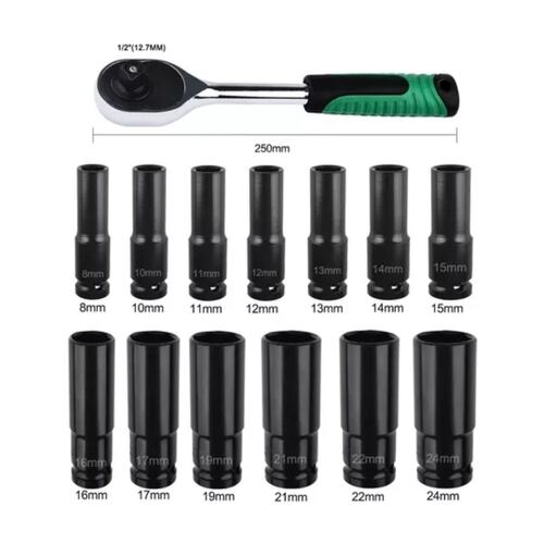 Kit De Llaves Vaso 1/2 Mecanica C/llave Carraca 14pz 
