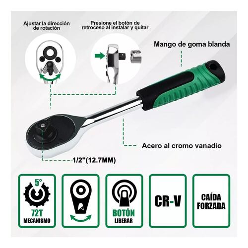 Kit De Llaves Vaso 1/2 Mecanica C/llave Carraca 14pz 