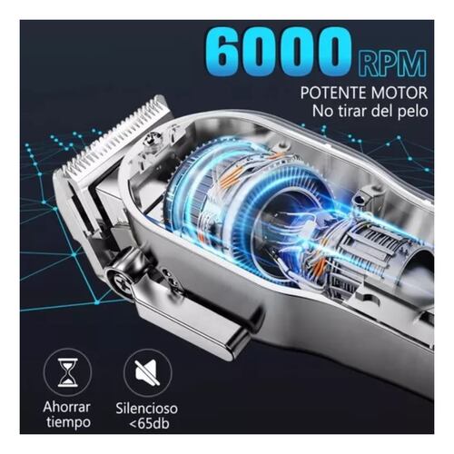 Kit De Cortadora De Pelo Máquina Para Cortar Cabello Plata