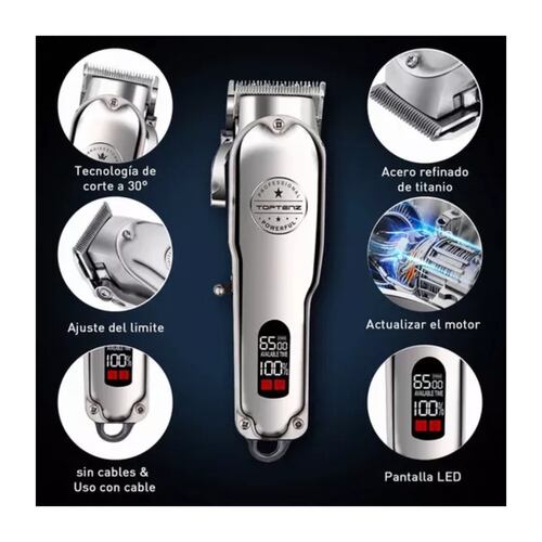 Kit De Cortadora De Pelo Máquina Para Cortar Cabello Plata