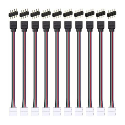 20 Pzs Conector Broche Con Cable 4 Pines Macho Tiras Led Rgb
