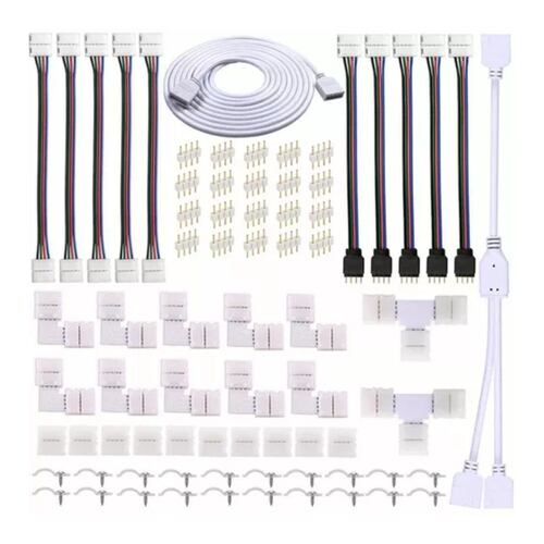 74 Pzs Conector Broche Para Unir Tira Led Rgb 4 Pines 10mm