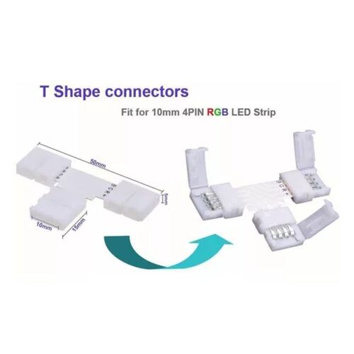 74 Pzs Conector Broche Para Unir Tira Led Rgb 4 Pines 10mm