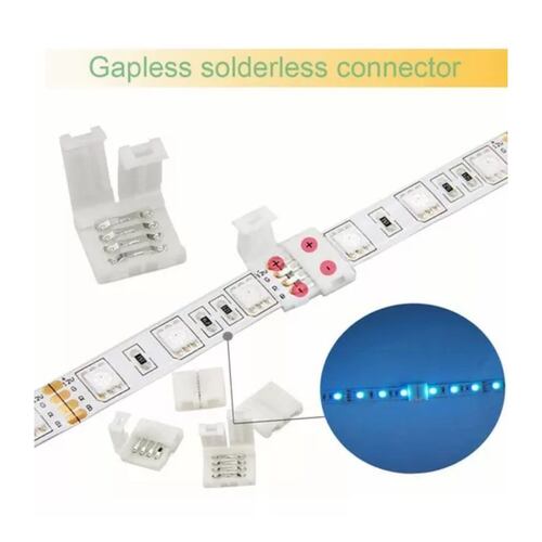 74 Pzs Conector Broche Para Unir Tira Led Rgb 4 Pines 10mm