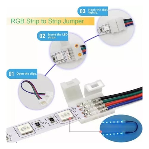 74 Pzs Conector Broche Para Unir Tira Led Rgb 4 Pines 10mm