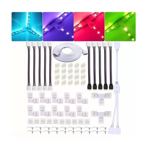 74 Pzs Conector Broche Para Unir Tira Led Rgb 4 Pines 10mm