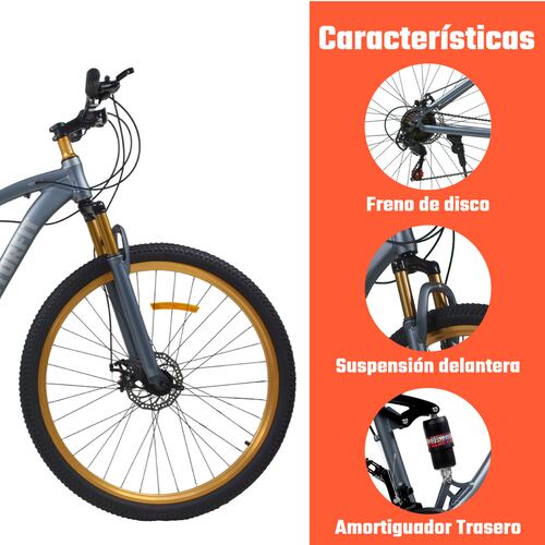 Bicicleta Montaña Aluminio R29 21v Doble Suspension Gris