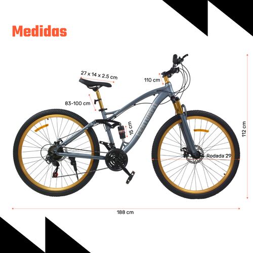 Bicicleta Montaña Aluminio R29 21v Doble Suspension Gris