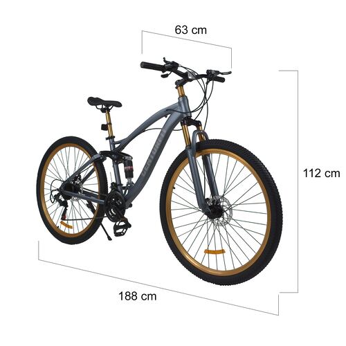 Bicicleta Montaña Aluminio R29 21v Doble Suspension Gris