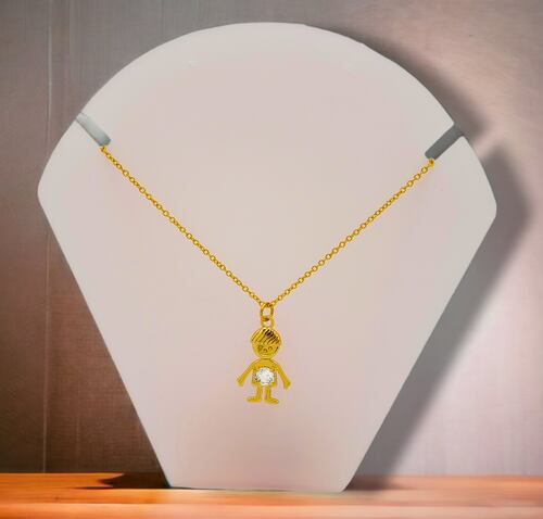 Collar en chapa de oro dije niño.
