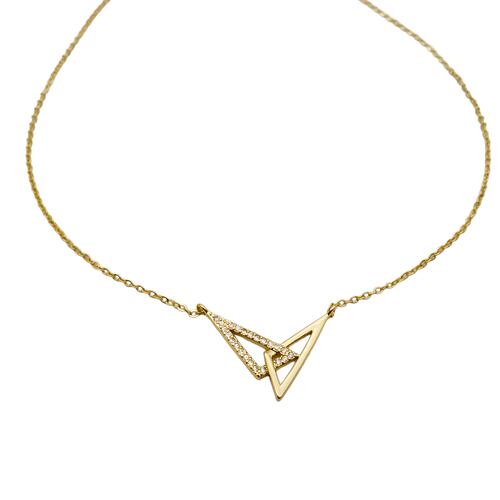 Collar en chapa de oro triángulos entrelazados.