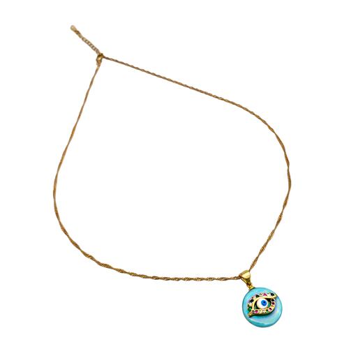 Collar en chapa de oro dije ojo turco.