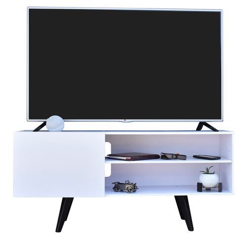 Hogare Centro de Entretenimiento Madrid para TV de hasta 55 pulgadas Color Blanco.
