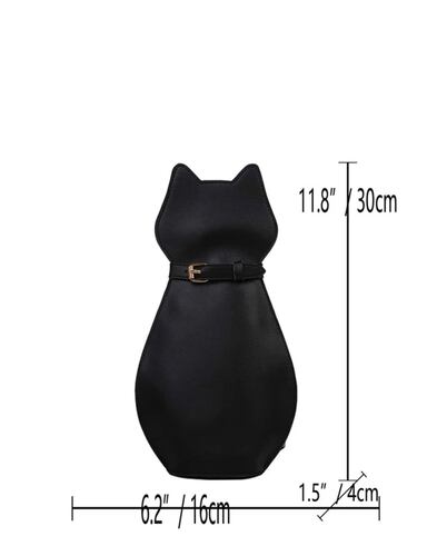 Bolso Bandolera Mini Bolso Hombro Diseño Gato Negro 30x4 Cm.