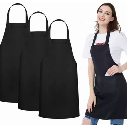 Mandil Delantal Multifuncional Con Bolsillos Unisex 3 Piezas Negro
