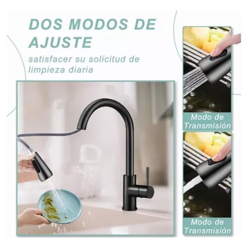 Grifo Mezclador Para Fregadero Flexible Llave De Cocina negro