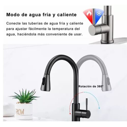 Grifo Mezclador Para Fregadero Flexible Llave De Cocina negro