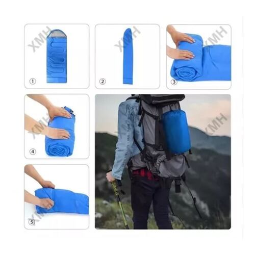 Saco De Dormir Portátil Para Campamento Interior Y Exterior Azul