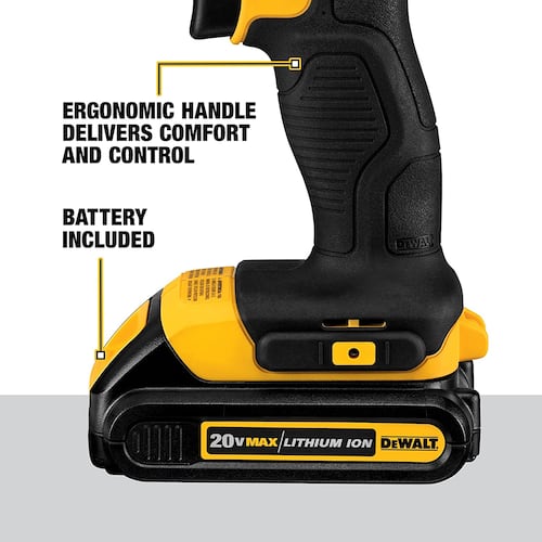 Taladro Inalámbrico Dewalt  DCD771C2 Portabrocas De 13mm 20 voltios, Batería XR Li-Ion 1,3Ah.