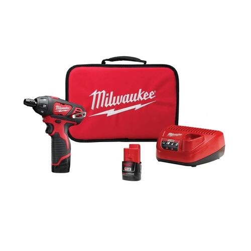 Kit de Destornillador Hexagonal M12 Milwaukee 2401-22 Batería 12 V Ion de Litio, 1/4 Pulgadas.