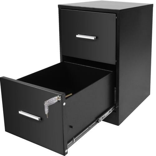 Archivero 2 Gavetas Cajones Carta Oficina Papelero Negro