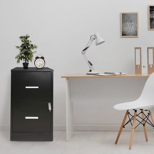 Archivero 2 Gavetas Cajones Carta Oficina Papelero Negro