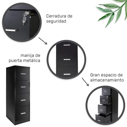 Archivero Metálico 4 Gavetas Carta Para Oficina Ejecutiva