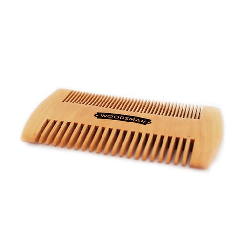 Woodsman Kit De Cepillo y Peine para Barba y Cabello de Madera y Cerdas Naturales de Jabalí con Bolsa de Viaje.