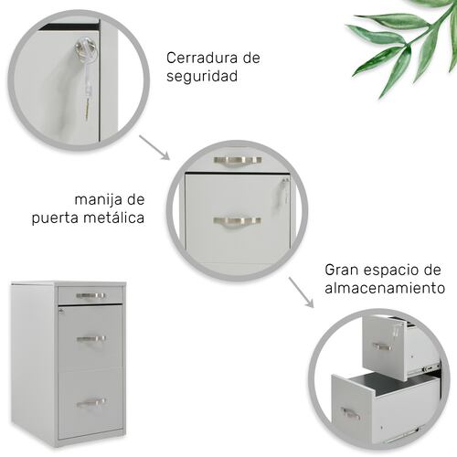ARCHIVERO METALICO CON LLAVE Y 3 GAVETAS BLANCO