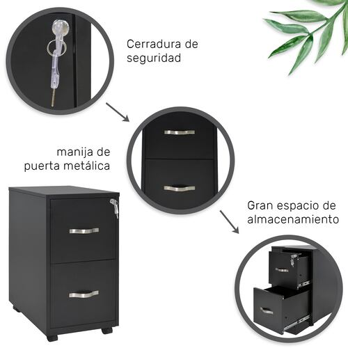 ARCHIVERO METALICO 2 GAVETAS Carta C/Ruedas