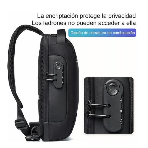 Mochila Crossbody Multifuncional Para Hombres Con Toma Usb.