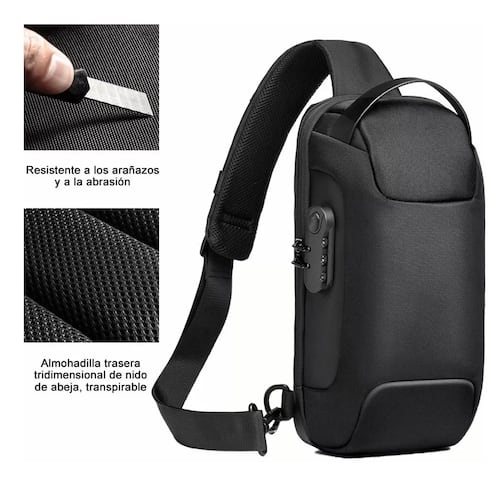 Mochila Crossbody Multifuncional Para Hombres Con Toma Usb.