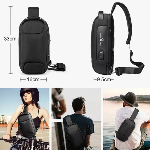 Mochila Crossbody Multifuncional Para Hombres Con Toma Usb.
