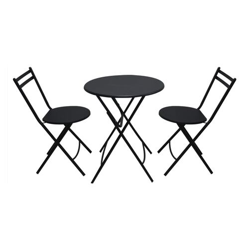 Set Mesa 2 Sillas Plegables Estructura Tubular Negra Brang