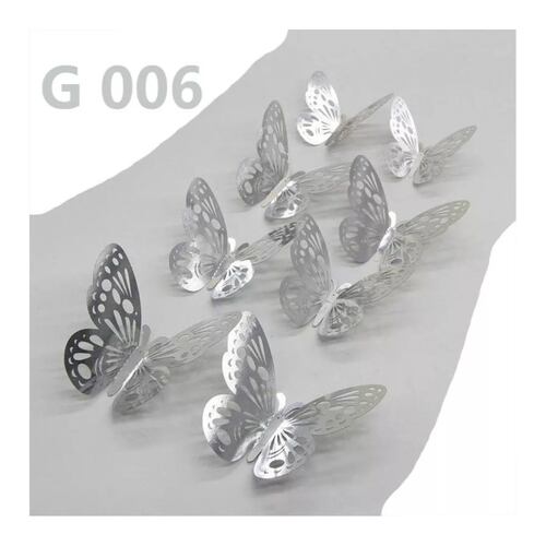 Decoracion Mariposas,3d Pared Colore Metalicos Hueco Plateado