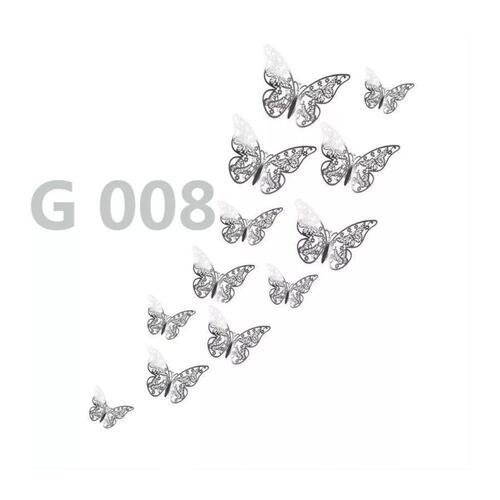 Decoracion Mariposas,3d Pared Colore Metalicos Hueco Plateado