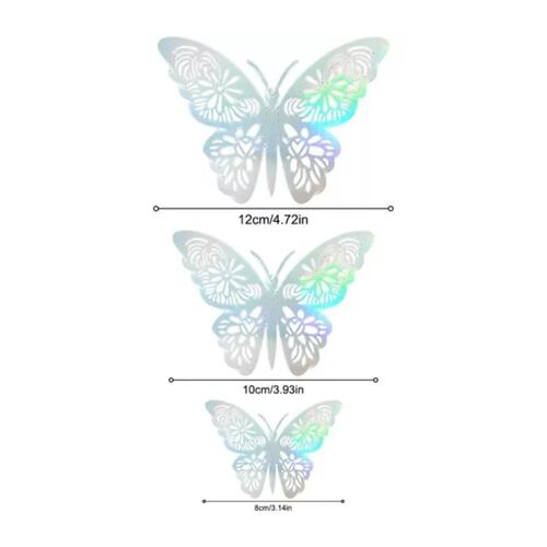 Decoracion Mariposas,3d Pared Colore Metalicos Hueco PLATA LASER