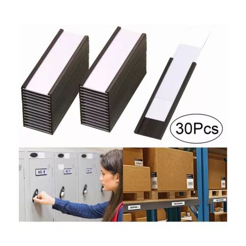 Portaetiquetas Magnético De Canal C - 76mm*25mm - 30pcs Negro