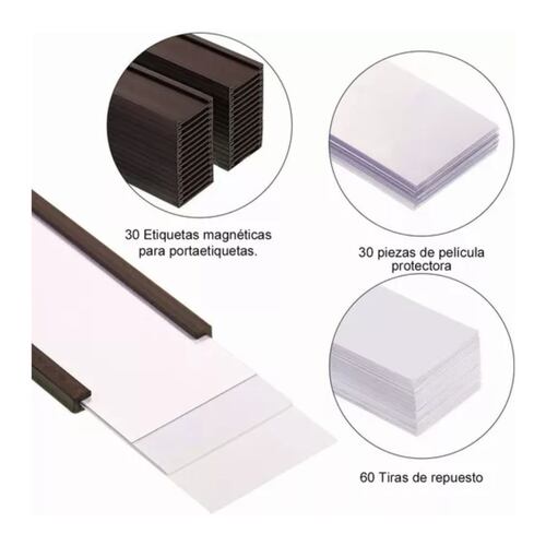 Portaetiquetas Magnético De Canal C - 76mm*25mm - 30pcs Negro