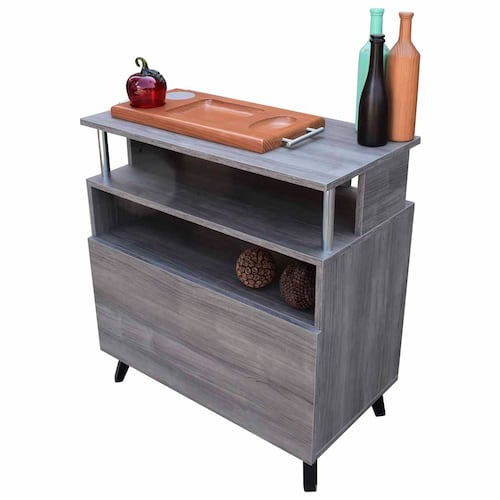 Mueble Organizador Para Cocina Hogare Microondas Bufetera Gris