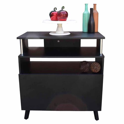 Mueble Organizador Para Cocina Hogare Microondas Bufetera Negro