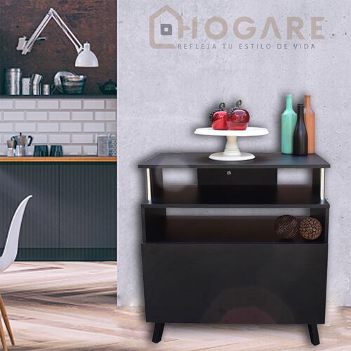 Mueble Organizador Para Cocina Hogare Microondas Bufetera Negro